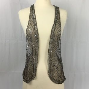 Free People Beaded Embellished Mesh Vest